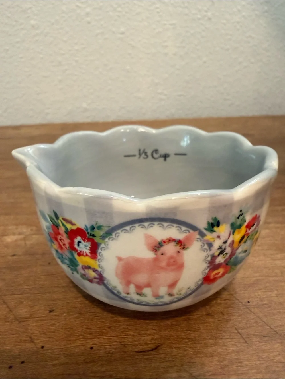 Pioneer Woman Farm Animal Stoneware Measuring Cups Set of 4 NWOT Floral Gingham